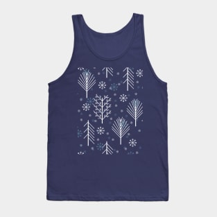 Pattern with winter forest and snowflakes Tank Top